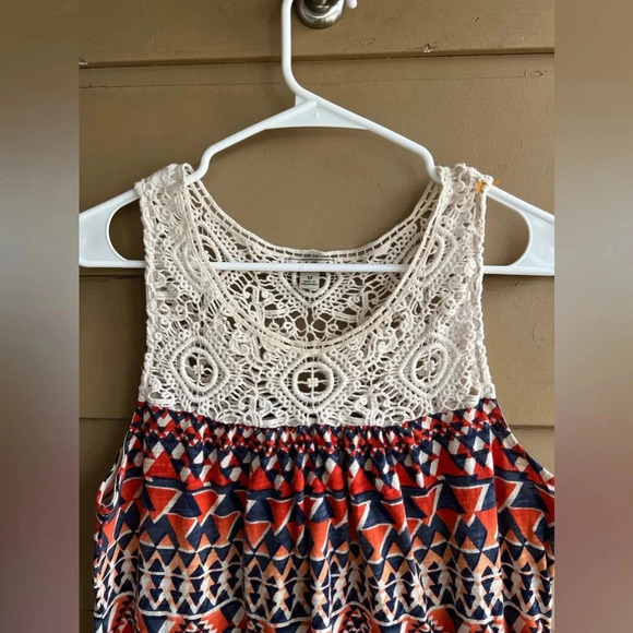 Vintage Lucky Brand Boho Maxi Dress with Crochet Detail - Size M - Picture 3 of 6